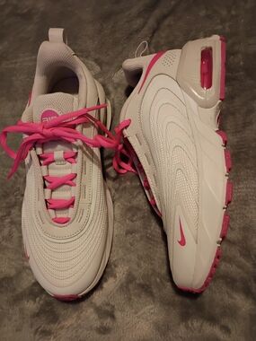 Nike Air Max 97-style White Sneakers with Hot Pink Accents Size 8